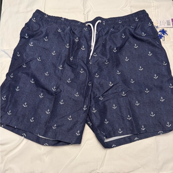 Trunks from Saks Fifth Avenue Blue and White Anchor Swim Trunks - Picture 1 of 4
